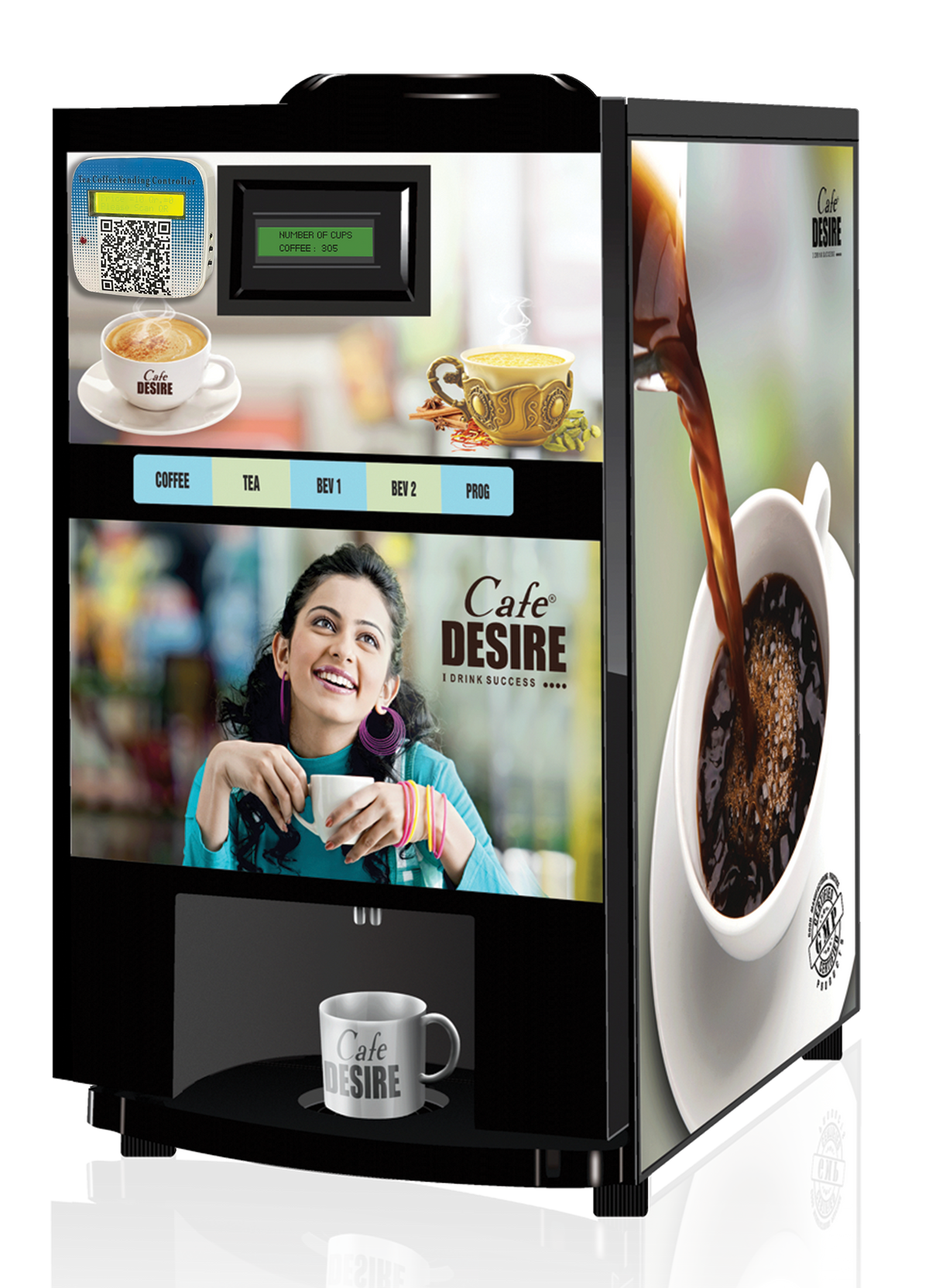 QR Code UPI Payment Enabled Coffee Machine 4 Lane